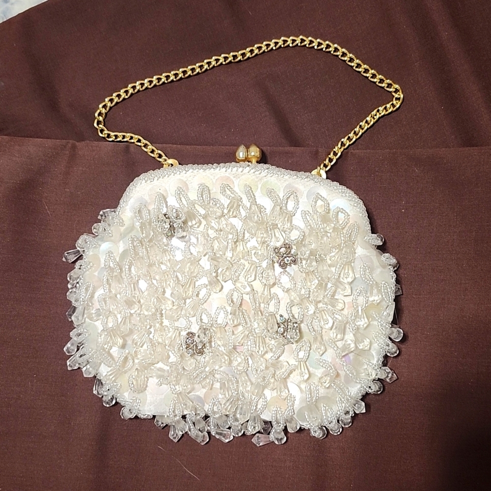 Hand beaded evening bag